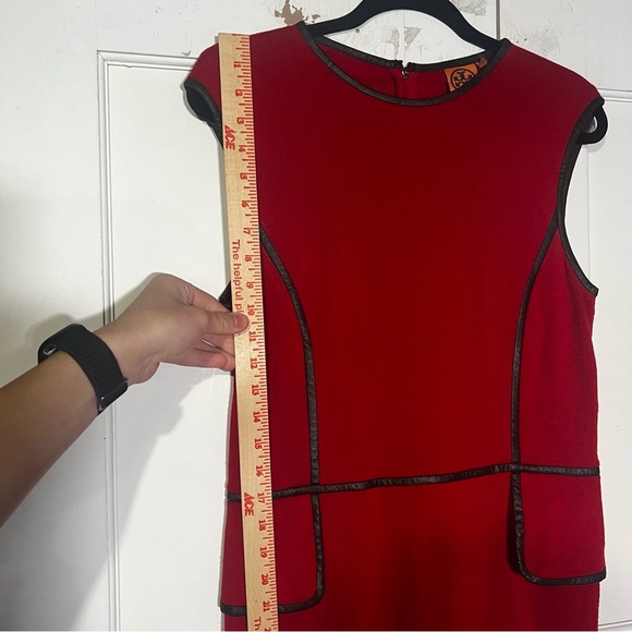 Tory Burch Sheath Dress “Violet” Knee-Length Leather Piping Size Medium - Picture 11 of 13